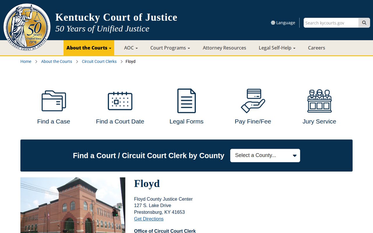 Floyd County Court of Justice booking disposition access page